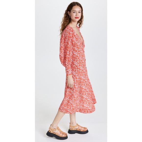 GANNI Abstract Floral Midi Dress sz 38 | sz 6 NWT - Picture 2 of 15